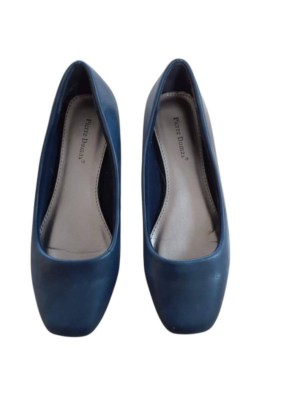 Pierre Dumas Womens Slip-On Flat Shoes Size 6.5 Navy Blue Square Toe Comfy